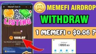 AIRDROP UPDATE HOW TO WITHDRAW MEMEFI TOKENS [upl. by Domenech]