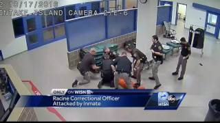 Surveillance video shows Racine County Corrections officer being attacked [upl. by Gaige]