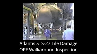 Space Shuttle Tile Damage STS27  Inspection Video  Orbiter Processing Facility [upl. by Thorvald]