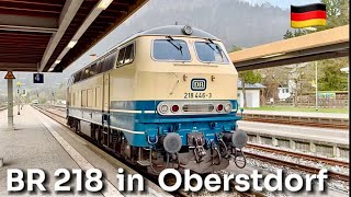 Oldest rolling stock meets newest in Oberstdorf  DB BR218 and BR633  🇩🇪 Oberstdorf Germany [upl. by Kemme671]