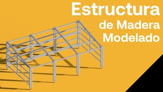 Modelado de estructura de madera con vigas columnas y vigas para la cimentación [upl. by Brotherson]