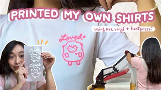 👕 Tshirt printing at home how we do it using pvc vinyl  heat press  small business studio vlog [upl. by Atteuqcaj]