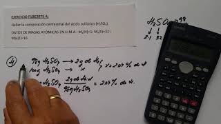 COMPOSICIÓN CENTESIMAL 00 DEL ÁCIDO SULFÚRICO PARA QUÍMICA DE BACHILLERATO EJERCICIO RESUELTO [upl. by Towroy]