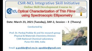 DAY 2 Session –3 Theory Spectroscopic Ellipsometry Workshop March 23 2021 [upl. by Airahcaz932]