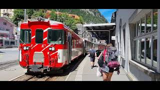 Train Ride From Göschenen to Andermatt in Swiss Alps [upl. by Cutter]