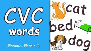 CVC Words  Phonics Phase 2 [upl. by Ortiz]