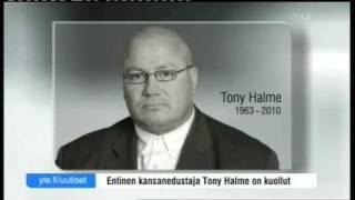 Yle TVUutiset Tony Halme on kuollut [upl. by Linc27]