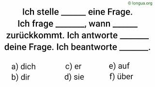 Deutsche Präpositionen eine Frage stellen sich fragen ich frage dich ich antworte dir auf Akk [upl. by Znerol364]