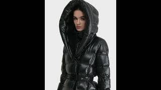 RUDSAK Shiny TAYLOR FITTED GLOSSY DOWN PUFFER Jacket Hooded Black Women [upl. by Sanbo760]