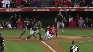 June 10 2014  Yoenis Cespedes with Throw of the Year against the Los Angeles Angels [upl. by Kelby]