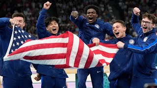 Watch US mens gymnastics team win bronze at Paris Olympics [upl. by Sessilu]