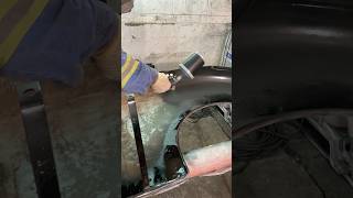 Black epoxy fender spraypaint painting spraygun ford coupe 1940 satisfying autobody paint [upl. by Yentuoc787]