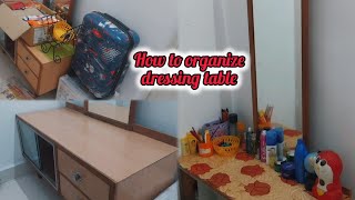 dressing table organization  messy dressing area how to organize  organization ideas [upl. by Uhthna453]