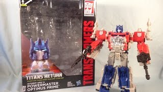 Transformers Generations Titans Return Leader Class Powermaster Optimus Prime Review [upl. by Alyar]