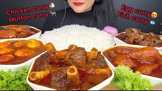 MUTTON CURRYLAL MURGHIR JHOLEGG CURRYLIVER CURRYFISH CURRY ASMR EATING [upl. by Sheeran218]