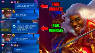 LANCELOT FAKE WINRATE PRANK THEN SHOWING REAL WINRATE  MLBB [upl. by De]