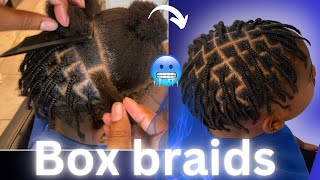 How to box braid MenBoys short natural hair4c texture [upl. by Otrebireh]