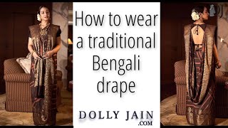 Traditional Bengali Saree Draping Tutorial for Durga Puja  Drape in 5 minutes [upl. by Taimi]