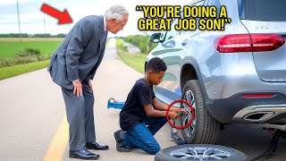 Young Black Boy Helps Millionaire with Flat Tire—What Happened Next Changed His Life Forever [upl. by Grose510]