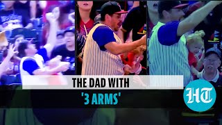 Watch Dad drops baby catches ball catches baby holds beer at baseball game  Viral video [upl. by Ettener738]