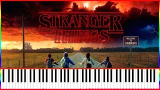 Stranger Things Opening Theme Synthesia Piano tutorial  MIDI [upl. by Redmond]