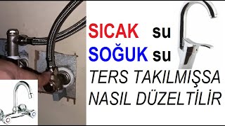 ters takılmış sıcak soğuk musluk batarya su hortumu nasıl düzeltilir [upl. by Eisus216]