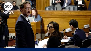 Moment Mark Zuckerberg apologizes to families of children harmed online [upl. by Lesab]