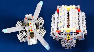 Build Lego Technic Engines V6 Inline Flat X12 W16 Radial  Test [upl. by Lesnah]