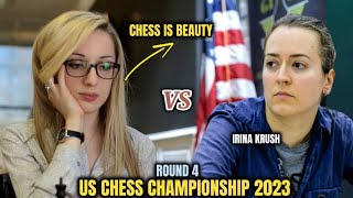 US WOMENS CHESS CHAMPIONSHIP 2023  Nazi Paikidze 2316 VS Irina Krush 2447  ROUND 4 [upl. by Lotsirhc28]