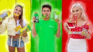 EATING ONLY ONE COLORED FOOD FOR 24 HOURS  Brent Rivera [upl. by Elyc297]