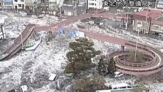 Surveillance camera footage of the 2011 tsunami in Japan [upl. by Aiyt]