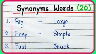 Synonyms words  20 Synonyms words in English  Common Synonyms words  What is Synonyms [upl. by Jolynn]