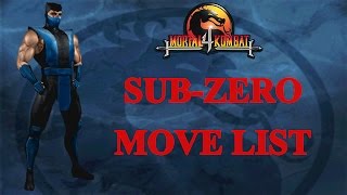 Mortal Kombat 4  SubZero Move List [upl. by Adav]