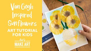 Van Gogh Inspired Sunflowers  Easy Kids Watercolor Art Lesson by Nicole Miyuki of Lets Make Art [upl. by Oiramd]