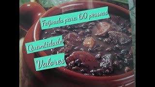 Ingredientes e valores para Feijoada  60 pessoas [upl. by Adelice]