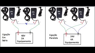 Aumentando Amperagem ou Voltagem com 2 ou mais fontes [upl. by Uoliram801]