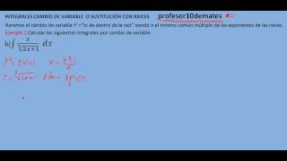 integrales por cambio de variable o sustitución con raíces 2 [upl. by Kerrison979]