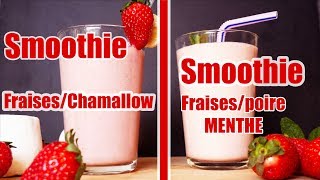 2 recettes de smoothies fraises chamallow 🍓 fraises poire 🍐 [upl. by Nomra]