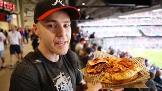 Eating the BIGGESTCRAZIEST concession item EVER at SunTrust Park [upl. by Adidnere727]