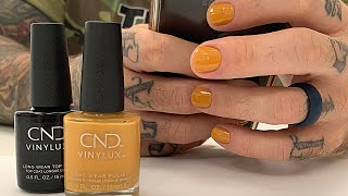 Manicure w CND Vinylux quotCandle Lightquot aka Flaming Mustard [upl. by Marder]