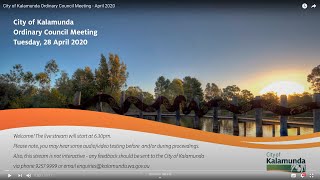 City of Kalamunda Ordinary Council Meeting  April 2020 [upl. by Hgielrak]