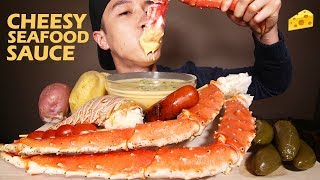 CHEESY SAUCE 🧀 ALASKAN KING CRAB SEAFOOD 🦀  LOBSTER TAIL • mukbang • LESS TALKING  MESSY EATING [upl. by Amalbergas248]