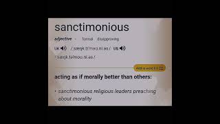 whats the meaning of sanctimonious in English [upl. by Carpet]