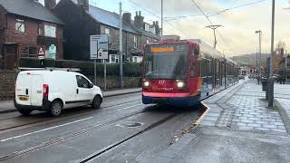 Sheffield Supertram 107 departs Leppings Lane with a Yellow Route Service to Meadowhall [upl. by Selym]