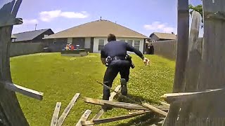 Officer Runs Through Fence To Catch Fleeing Suspect During Foot Pursuit [upl. by Liryc428]