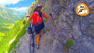 MTB Transalp  notorious Schrofenpass  on the first stage from Oberstdorf to the Freiburger Hütte [upl. by Einnor943]