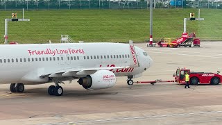 Jet2com complete pushback from Birmingham airport to Lanzarote airport  BHX  ACE  plane spotting [upl. by Northey]