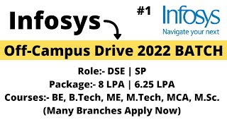 Infosys Off Campus Drive 2022 BATCH  DSE  SP LAST DATE  BE  BTECH  MCA  MTECH How to Apply [upl. by Edac]