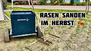 Rasen Sanden im Herbst  Rasen Sanden  Rasen Topdressing  Boden verbessern Sanden  Rasenpflege [upl. by Miche]