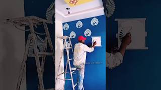 stencil wall painting design colors shorts [upl. by Vania]